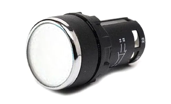 Кнопка MB, белая, без фиксации, плоская, 1NO, 3A 230V AC15, 22mm, IP50