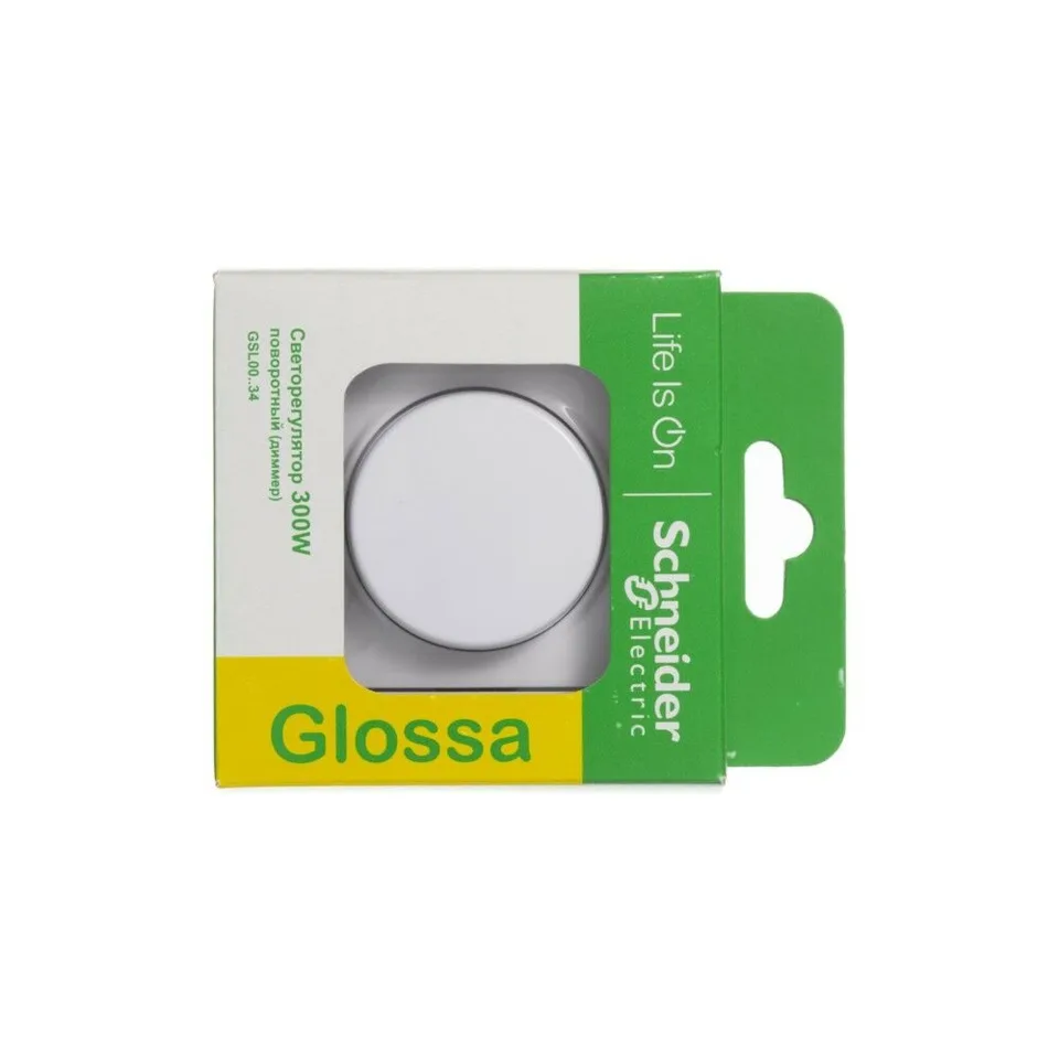 Диммер (светорегулятор) Systeme Electric Glossa, светорегулятор () поворотный, 300Вт, в сборе, белый