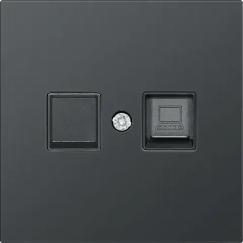 Накладка для розетки RJ45/RJ11, одиночная, вороненая сталь, серия R98 METAL