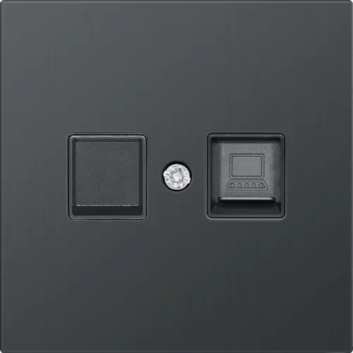 Накладка для розетки RJ45/RJ11, одиночная, вороненая сталь, серия R98 METAL