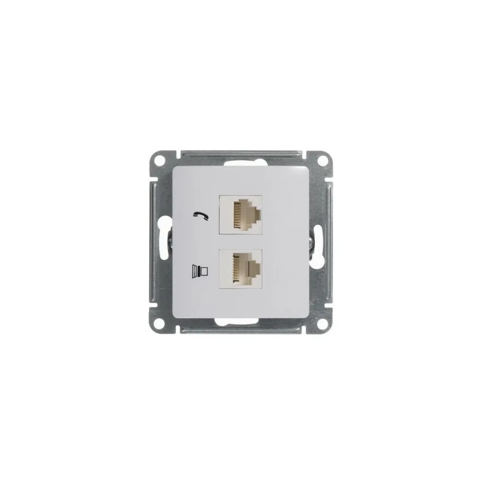 Компьютерная розетка Systeme Electric Glossa, двойная RJ11+RJ45, кат.5E, механизм, белый