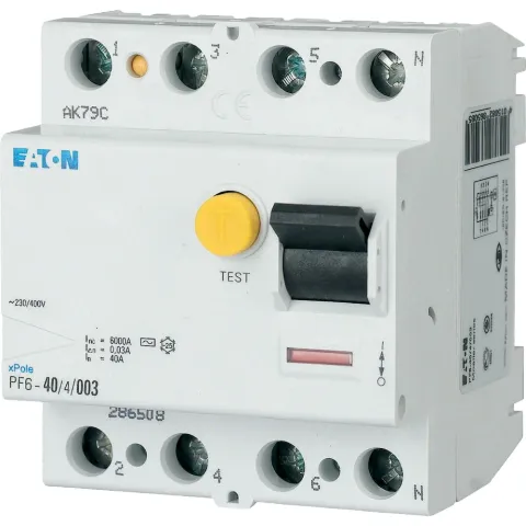 УЗО PF6-40/4/003, 4P, 40A, тип AC, 30 mA, 6kA