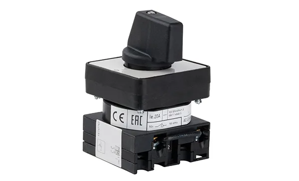 Переключатель UKT0-1-15511/E, 1P, 20A, тип 0-1←START (45°), на дверь, фронт IP65