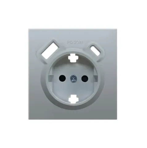 Накладка для розетки Schuko с зарядным устройством USB A+C, с защитными шторками, алюминий, серия R98
