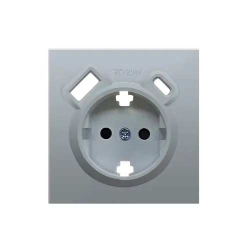 Накладка для розетки Schuko с зарядным устройством USB A+C, с защитными шторками, алюминий, серия R98
