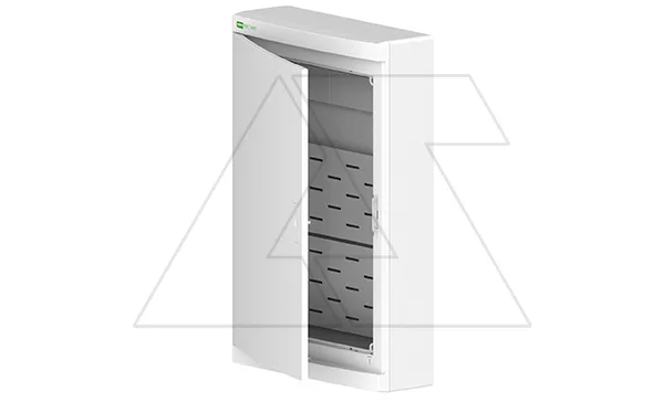 Щит навесной ELEGANT мультимед, патч-панель, 1xSCHUKO, 2xМП, белая пласт. дверь, белый RAL9003, 310x475x104 mm, IP40