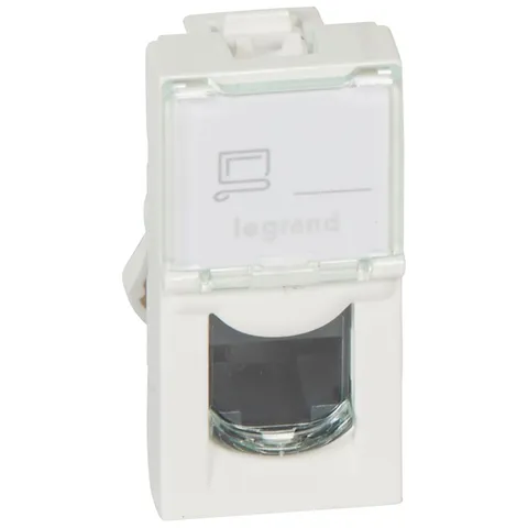 Mosaic - Розетка 1М RJ-45 Кат. 5e UTP с этикеткой (белый)