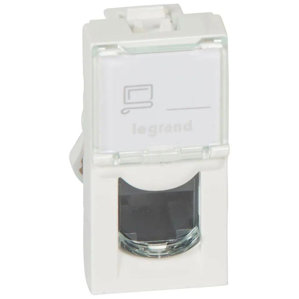 Mosaic - Розетка 1М RJ-45 Кат. 5e UTP с этикеткой (белый)