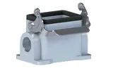 Корпус разъема, размер H6B, приборный, с фиксатором, ввод 2xM20, металл, IP65, RAL 7037
