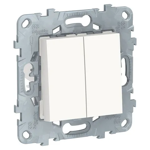 Выключатель Schneider Electric Unica, NEW переключатель 2-клав, перекрестный, 2 x схема 7, 10 AX, 250 В, белый