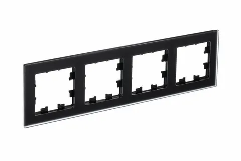 Рамка Systeme Electric AtlasDesign, 4-постовая, матовое стекло черный