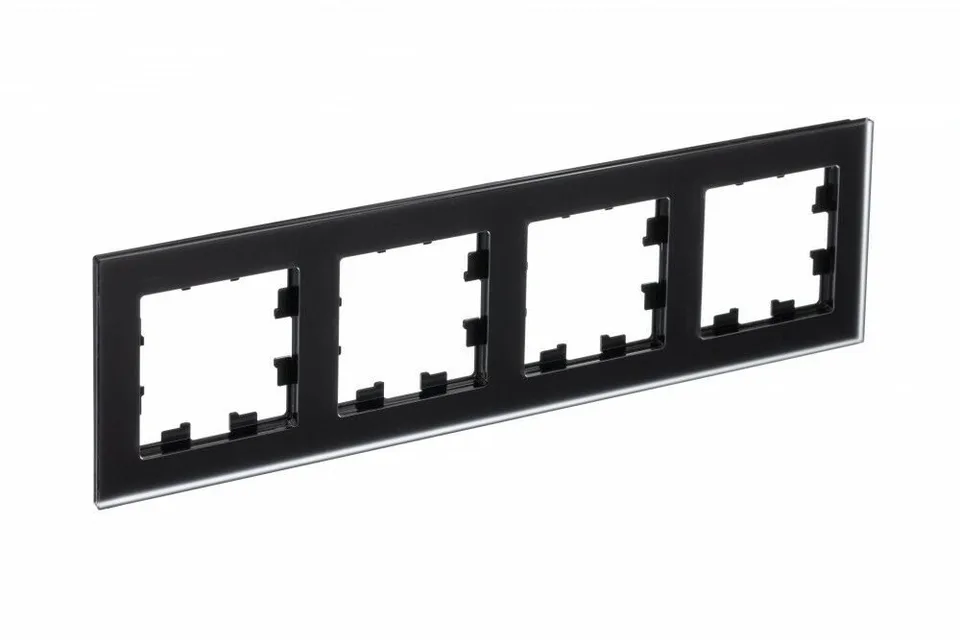 Рамка Systeme Electric AtlasDesign, 4-постовая, матовое стекло черный