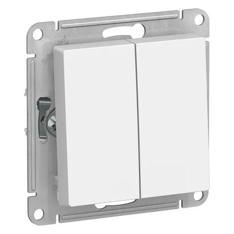 Выключатель Systeme Electric AtlasDesign, 2-клавишный переключатель, схема 6, 10АХ, механизм, белый