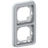 PLEXO - Рамка с суппортом для встроен. монтажа 2 поста, вертикальная, IP55, серый