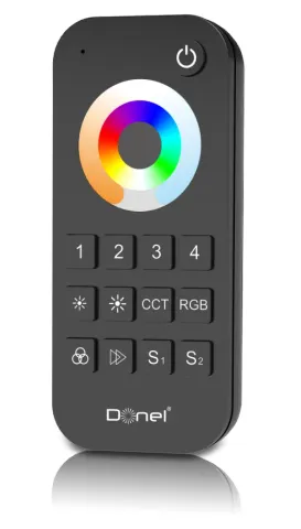 RGB+CCT пульт дистанционного управления, 4 зоны, черный, зона охвата 30м