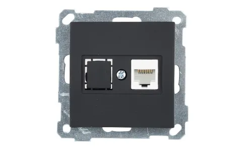 21 - Розетка 1хRJ-45 кат. 6 UTP, черный мат