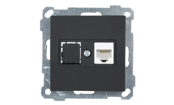 21 - Розетка 1хRJ-45 кат. 6 UTP, черный мат