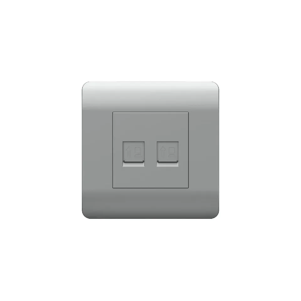 (NEW3-E) Розетка компьютерная 2хRJ45, серебряный
