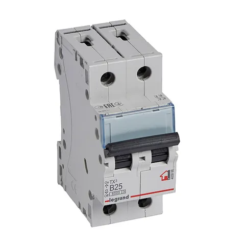 Авт. выключатель TX3, 2P, 25A, хар-ка B, 6kA, 2M