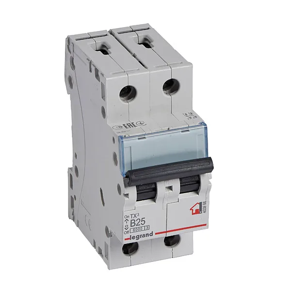 Авт. выключатель TX3, 2P, 25A, хар-ка B, 6kA, 2M