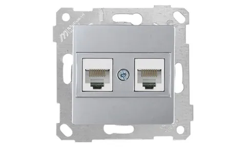 Rita - Розетка 2хRJ-45 кат. 5e UTP, нерж. сталь