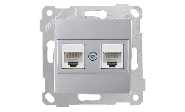 Rita - Розетка 2хRJ-45 кат. 5e UTP, нерж. сталь