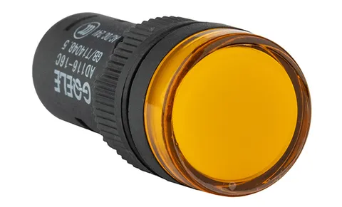 Индикатор светодиодный моноблочный AD16-16C, желтый, LED 220VAC/DC, 16mm, IP50