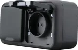 Розетка 2-я с защитной крышкой, 2К+З, накладная, цвет антрацит, IP55, серия W55