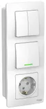 Блок Systeme Electric Blanca, скрытой установки : розет з/к шт 16А, 250В+выкл 1кл. с подсв+выкл 2кл. белый