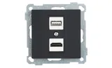 21 - Розетка HDMI + USB Type A, для передачи данных, черный мат