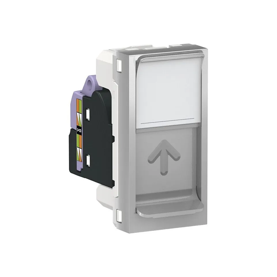 Розетка компьютерная Schneider Electric Unica, MODULAR, RJ45, одиночная, кат. 6 UTP, 1 модуль, алюминий