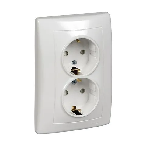 Розетка Schneider Electric Sedna, двойная с з/к шторки, бел