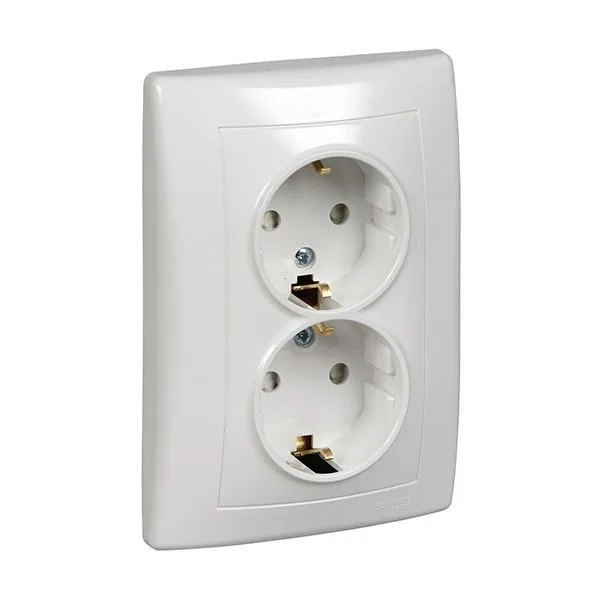 Розетка Schneider Electric Sedna, двойная с з/к шторки, бел
