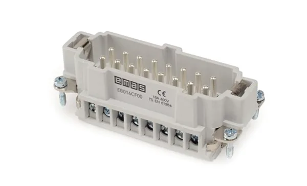Разъем многополюсный EB, вилка, 16P (1-16), 16A 400V, винтовой зажим, пластик V0