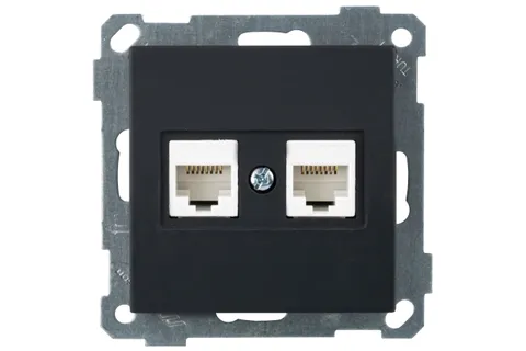 21 - Розетка 2хRJ-45 кат. 5e UTP, черный мат