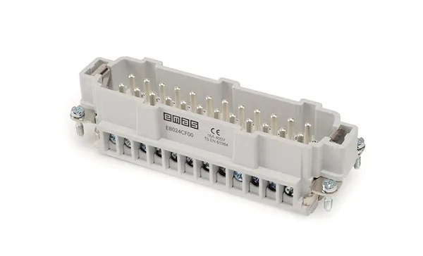 Разъем многополюсный EB, вилка, 24P (1-24), 16A 400V, винтовой зажим, пластик V0
