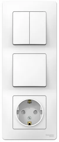 Блок Systeme Electric Blanca, скрытой установки : розет з/к шт 16А, 250В+выкл 1кл.+выкл 2кл. белый