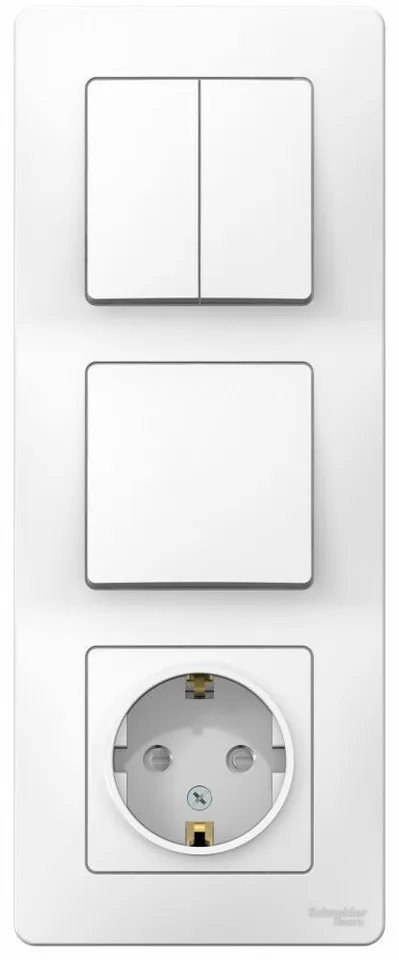Блок Systeme Electric Blanca, скрытой установки : розет з/к шт 16А, 250В+выкл 1кл.+выкл 2кл. белый