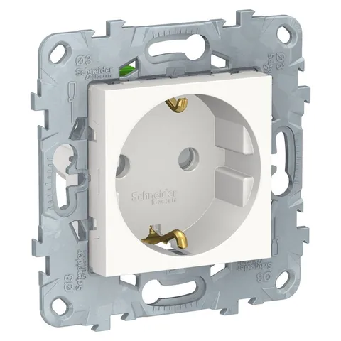Клемма Schneider Electric Unica, NEW розетка с зазем., со штор., с быстрозажим., 16А, 250В, белый