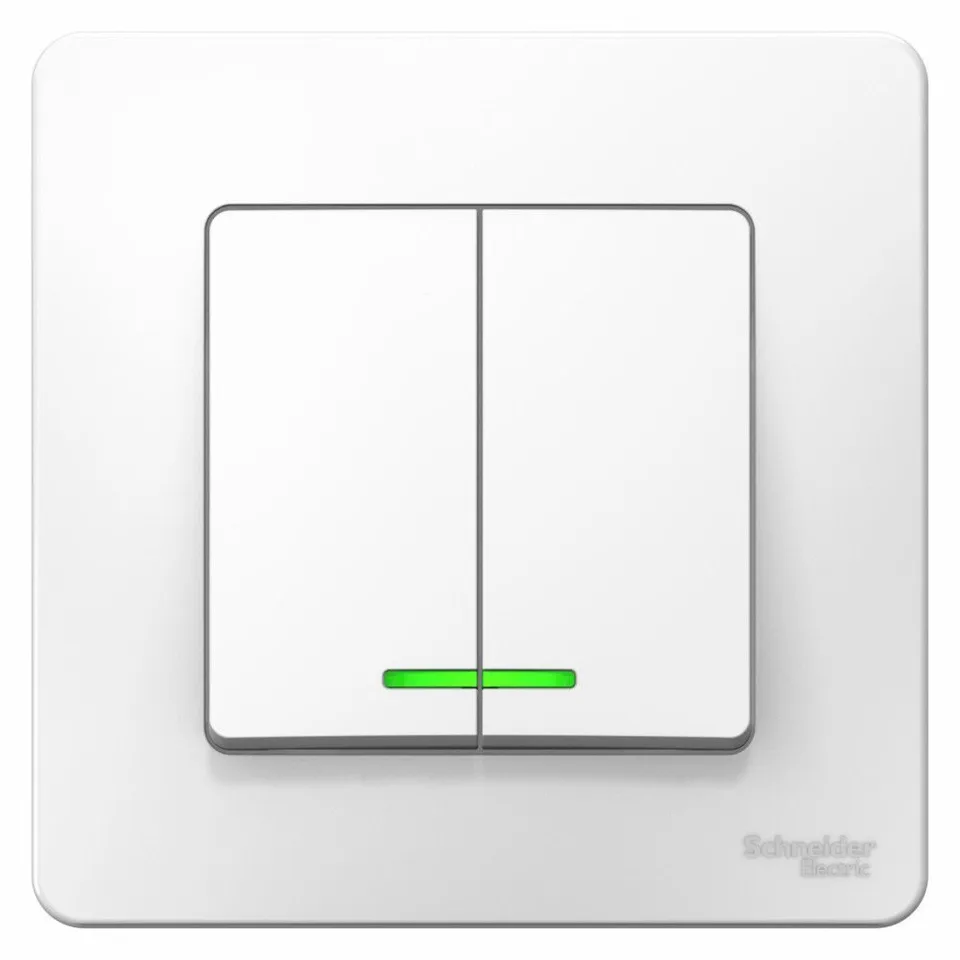 Выключатель Systeme Electric Blanca, скрытой установки 2-клавишный (cх.5) с подсветкой, 10А, 250B, белый