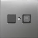 Накладка для розетки RJ45/RJ11, одиночная, благородная сталь, серия R98 METAL