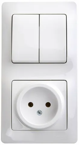 Блок Systeme Electric Glossa, : розетка + 2кл. выкл. бел