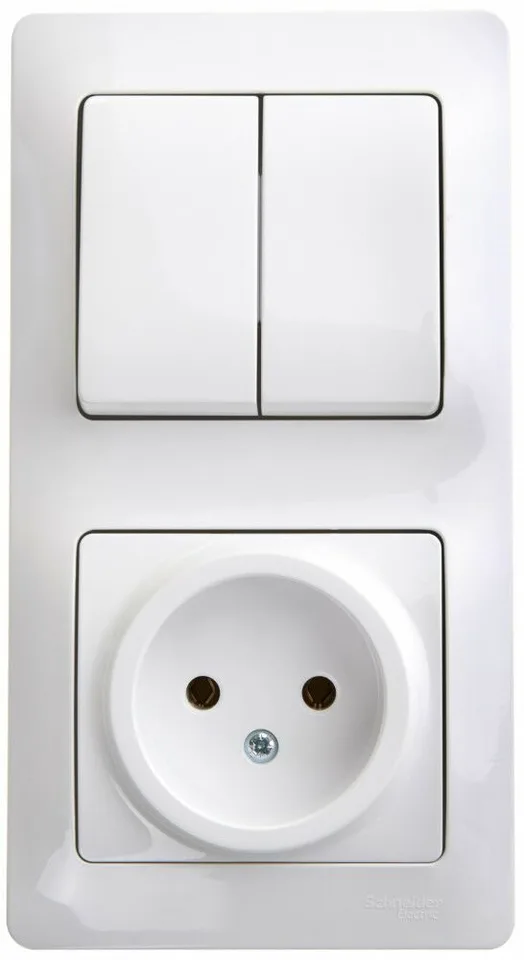 Блок Systeme Electric Glossa, : розетка + 2кл. выкл. бел