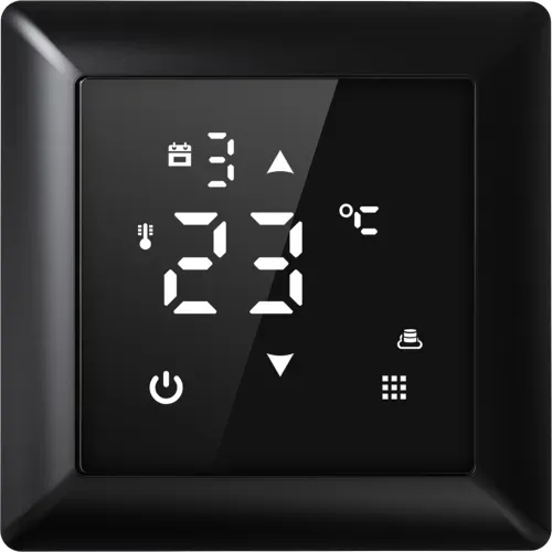 Термостат с датчиком пола, программируемый, 16 A, 55*55 мм., черное стекло