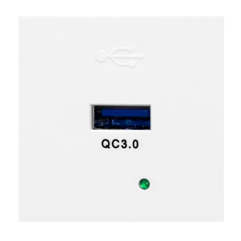 Noen - Розетка USB Type A,быстрая зарядка, 2М, 3A/5V, 2A/9V, 1,5A/12V, в комплекте с рамкой, белая