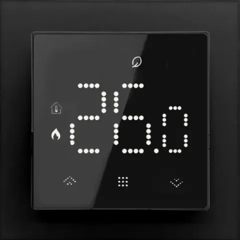 Термостат с датчиком пола, с недельным программированием, с Wi-Fi , 16 A, 55*55 мм, черное стекло