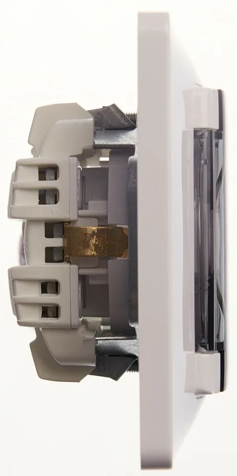 Розетка Systeme Electric Glossa, с заземлением со шторками с крышкой, 16А, IP44, в сборе, белый