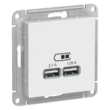 USB-розетка Systeme Electric AtlasDesign, USB розетка, 5В, 1 порт x 2,1 А, 2 порта х 1,05 А, механизм, белый