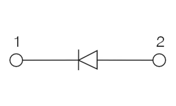 Клемма с диодом CKT4UD2 /6x46,3mm, винтовая, 1N4007 (1000V, 1A), сх. R-L, 2 присоед., 4(max 6)mm2, 500V, серая