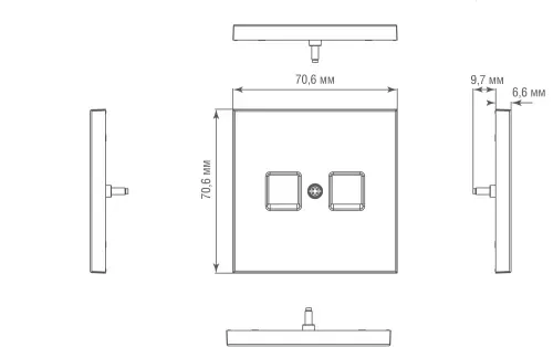 Накладка для розетки RJ45, 2-я, благородная сталь, серия R98 METAL